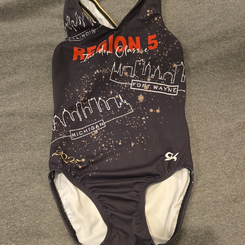GK Kids Gymnastics Leotard - Black and Gold